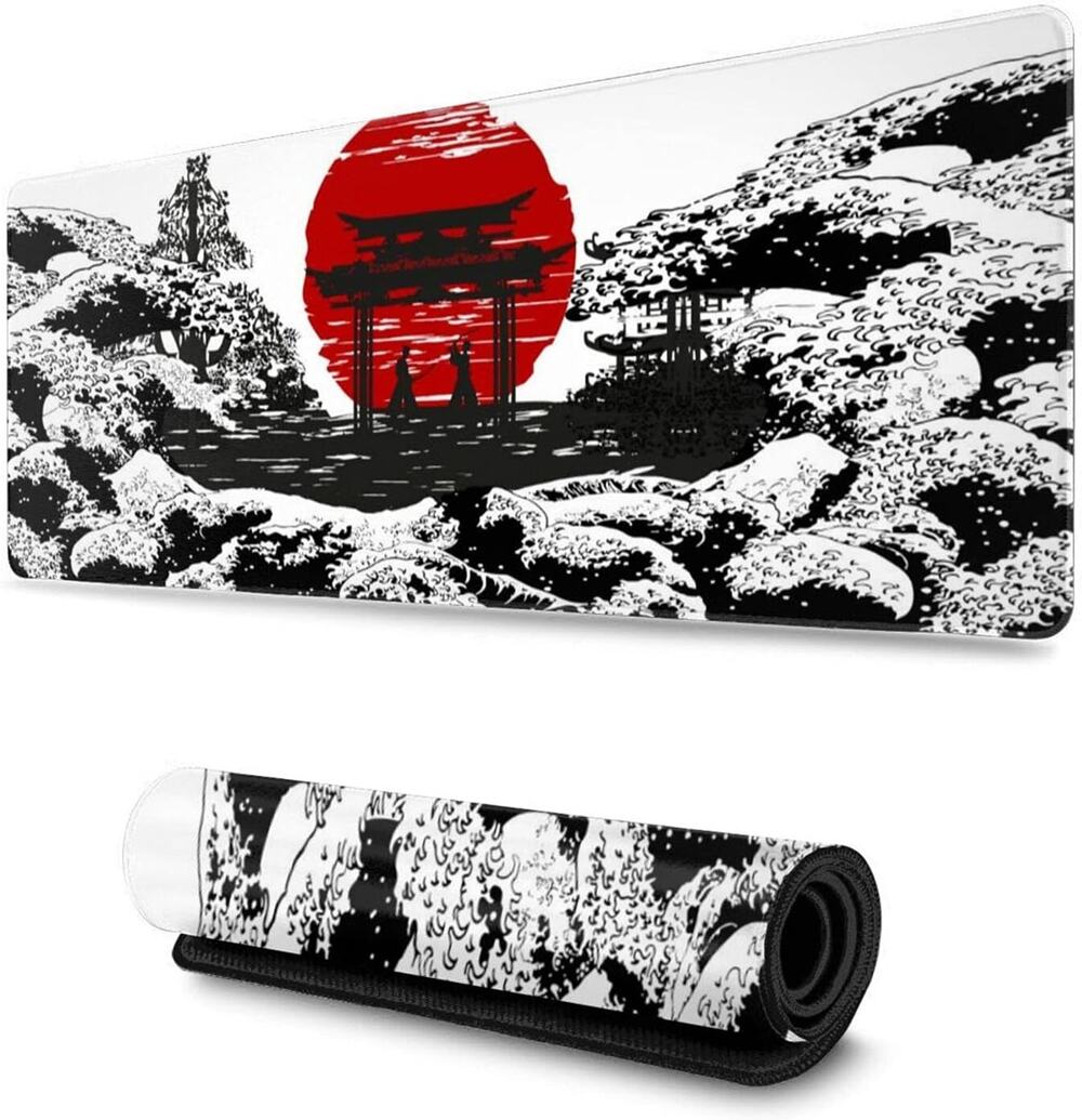Japanese Sea Waves large gaming desk mouse pad 31.5 X 11.8 inch
